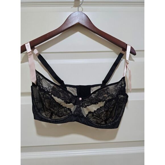 CACIQUE Delicate Lace with Cutouts Unlined Demi Bra Women's Size 38DDD - Picture 2 of 6